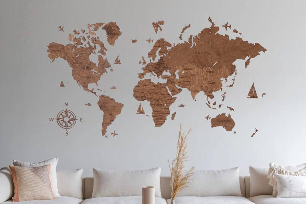 mapa na ścianę Losokawood prezent dla podróżnika